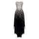 Sequined Prom Dress Strapless Floor-length High Low Party Dress