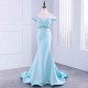 Off Shoulder Mermaid Prom Dress Pleated Long Evening Gown