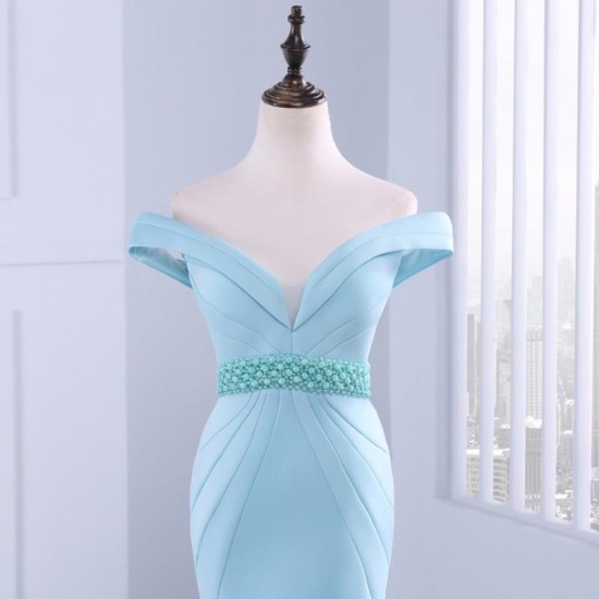 Off Shoulder Mermaid Prom Dress Pleated Long Evening Gown Off Shoulder Mermaid Prom Dress Pleated Long Evening Gown