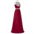 Burgundy Beading Prom Dress Chiffon Formal Dress for Women