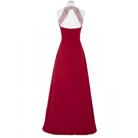 Burgundy Beading Prom Dress Chiffon Formal Dress for Women