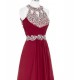 Burgundy Beading Prom Dress Chiffon Formal Dress for Women