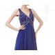 Royal Blue Prom Dress Long Deep V Neck Beading Formal Gowns