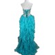 High Low Party Evening Gowns Lace-up Back Beadings Prom Dress