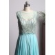 Long Prom Dress Scoop Sleeveless A-Line Beaded Chiffon Evening Dresses