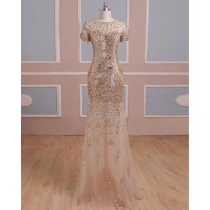 Elegant Beading Crystal Long Mermaid Prom Dress