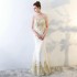 Long White Formal Party Evening Gowns Scoop Appliques