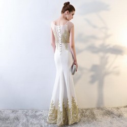 Yellow A-line Halter Chiffon Beaded Backless Long Prom Dress