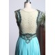 Scoop Cap Sleeve A-Line Floor Length Beading Long Evening Dress