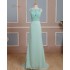 Elegant Scoop Neck Straight Long Prom Dress Beaded Pearls Vintage