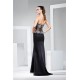 A Line Sweetheart Black Chiffon Long Sexy Prom Dress Side Split