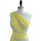 Yellow One Shoulder Woman Prom Dress Beaded Sequined Long