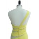 Yellow One Shoulder Woman Prom Dress Beaded Sequined Long