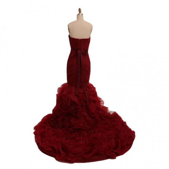 Wine Red Mermaid Prom Dress Long Formal Evening Gown