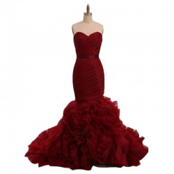 Wine Red Mermaid Prom Dress Long Formal Evening Gown