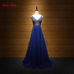 Beading A-line Prom Dress Simple Party Gown Sexy Deep V-neck Formal Dress