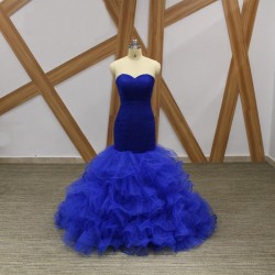Royal Blue Mermaid Prom Dress Backless Long Formal Dress