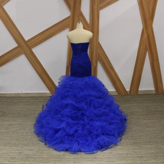 Royal Blue Mermaid Prom Dress Backless Long Formal Dress