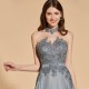 Grey Long Prom Dress Simple Backless Evening Party Gown