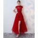 Burgundy Prom Dress Sexy Casual Long High-Neck Beading