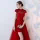 Burgundy Prom Dress Sexy Casual Long High-Neck Beading