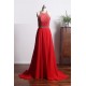 Elegant Red Prom Dress Long Backless Beading Halter Evening Gowns For Women