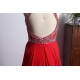 Elegant Red Prom Dress Long Backless Beading Halter Evening Gowns For Women