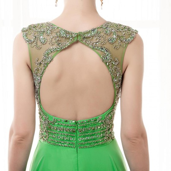 Green Prom Dress Long Beading Chiffon Formal Evening Gowns