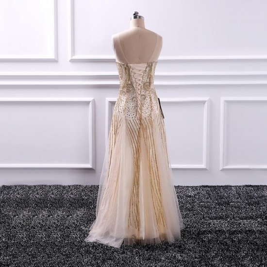 Sexy Long Prom Dress Floor Length Sequined Evening Gowns