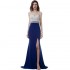 Mermaid Long Prom Dress Beadings Sexy Slipt Royal Blue