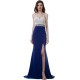 Mermaid Long Prom Dress Beadings Sexy Slipt Royal Blue