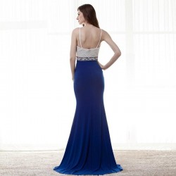 Mermaid Long Prom Dress Beadings Sexy Slipt Royal Blue