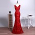 Mermaid Long Prom Dress Sequins Red V Neck Dress