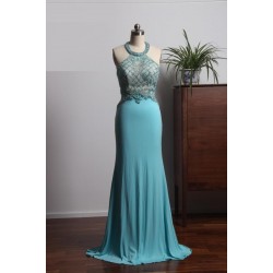 Beading Halter Prom Dress Mermaid Backless Long Evening Formal Gowns