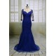 Vintage Blue Applique Prom Dress Mermaid Formal Gowns