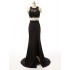 Black Prom Dress O-Neck Sleeveless Floor Length Beaded