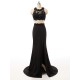 Black Prom Dress O-Neck Sleeveless Floor Length Beaded