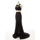 Black Prom Dress O-Neck Sleeveless Floor Length Beaded