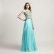 Aqua Green Prom Dress Beading Chiffon Party Gowns Women