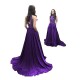 Open Back Satin Beading Slit Wedding Party Dress