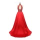 Open Back Satin Beading Slit Wedding Party Dress