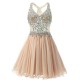 Short Prom Dress Beads Rhinestones Chiffon Party Dress