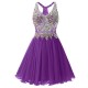 Short Prom Dress Beads Rhinestones Chiffon Party Dress