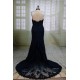 Navy Blue Long Backless Prom Dress Halter Beaded Woman Gowns