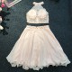 Champagne Pink Short Prom Dresses Beadings Prom Gown