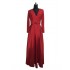 Elegant Red V Neck Prom Dress Floor Length Lace Taffeta Party Dress