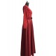 Elegant Red V Neck Prom Dress Floor Length Lace Taffeta Party Dress